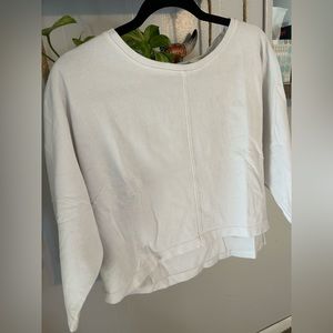 White 3 quarter sleeve lounge top thicker material
